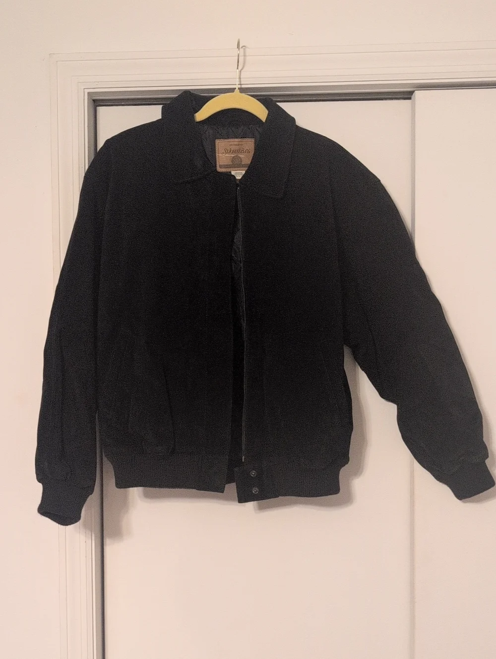 Vintage St. John's Bay Black Suede Leather Medium Bomber Jacket